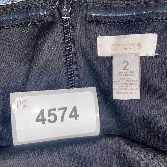 Chico's Dress Womens 2 Black White Zebra Strapless Maxi Back Zip Stretch - Picture 13 of 13